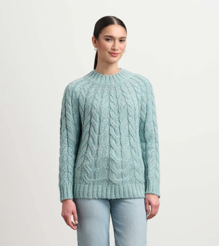 Dylan Cable Knit Sweater - Light Turquoise sold by Hatley
