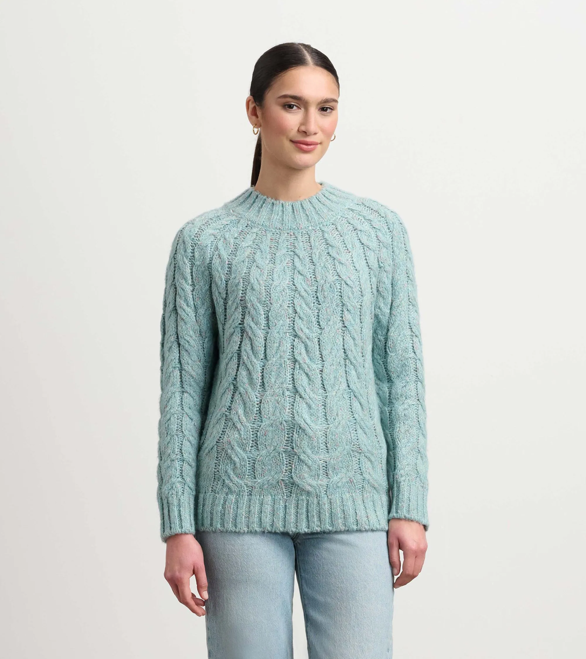 Dylan Cable Knit Sweater - Light Turquoise sold by Hatley