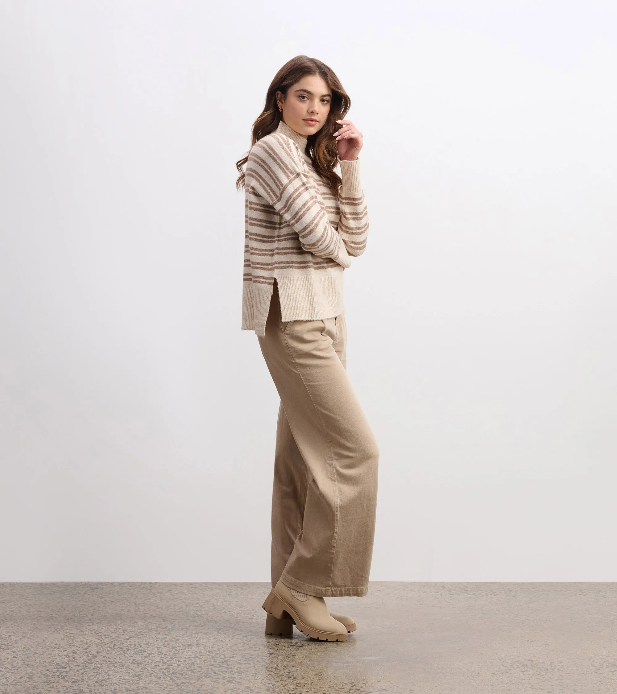 Mock Neck Sweater - Double Stripe Camel sold by Hatley product image thumbnail 3