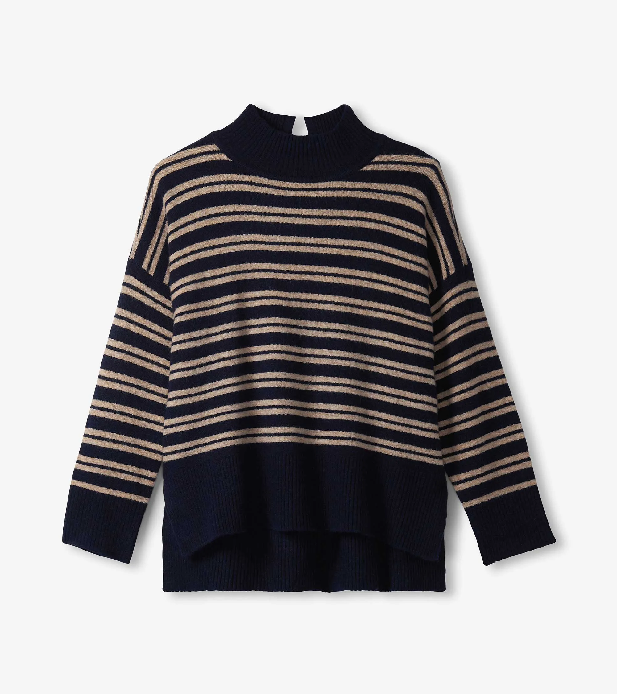 Mock Neck Sweater - Navy and Camel Stripe sold by Hatley product image thumbnail 2