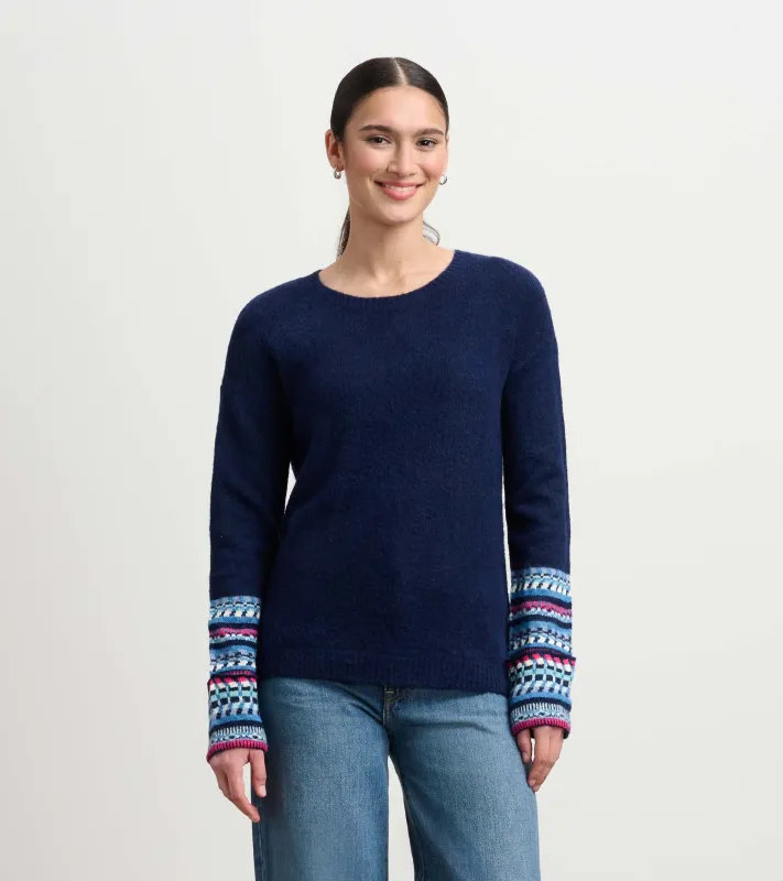 Jacquard Cuff Sweater - Navy sold by Hatley
