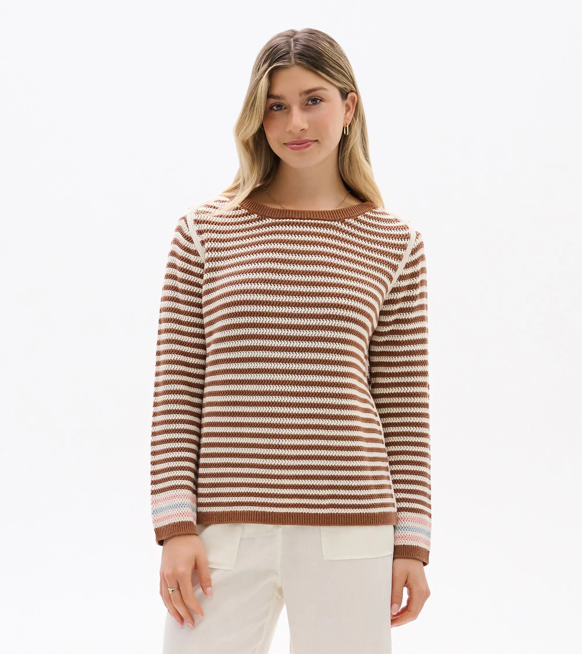 Pointelle Stripe Sweater - Neutral sold by Hatley