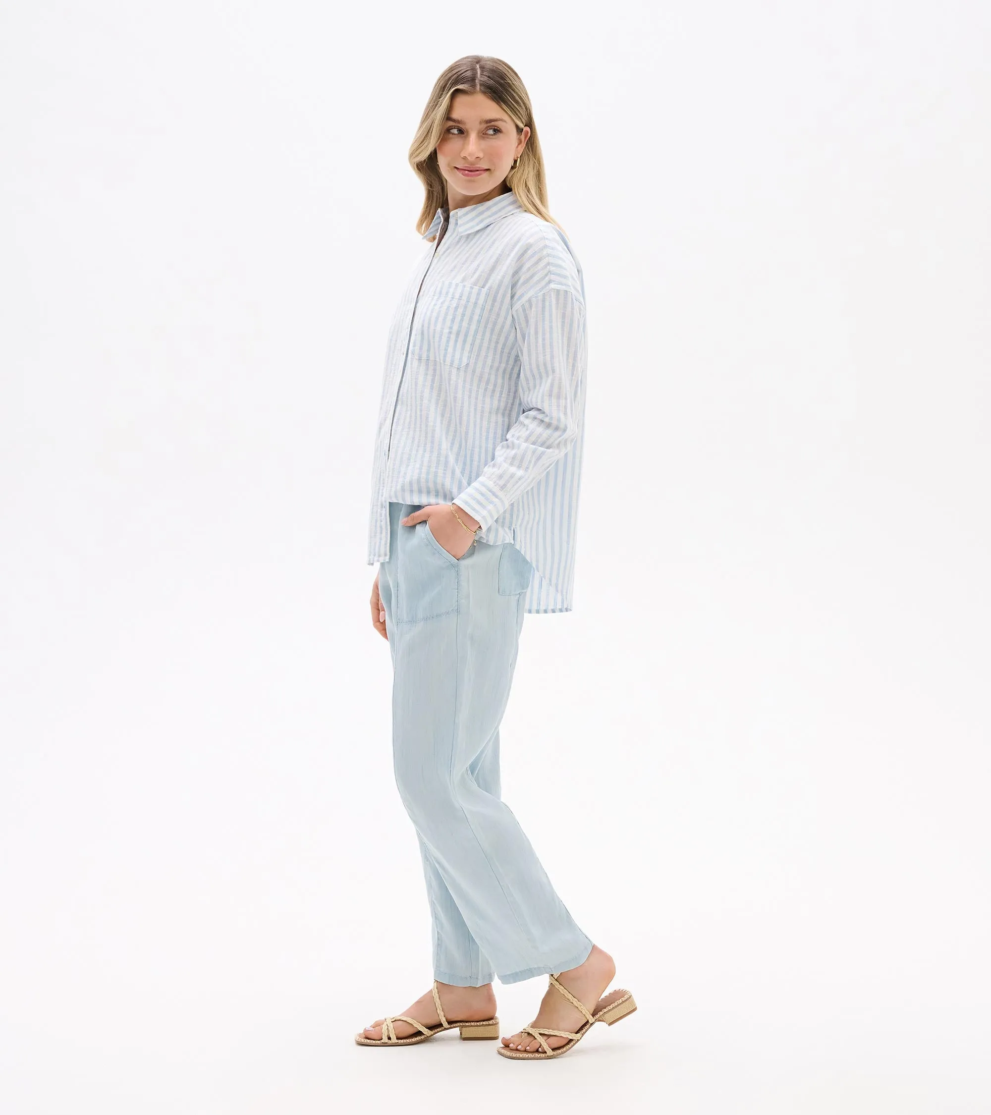 Relaxed Button Down - Cashmere Blue Stripes sold by Hatley product image thumbnail 4