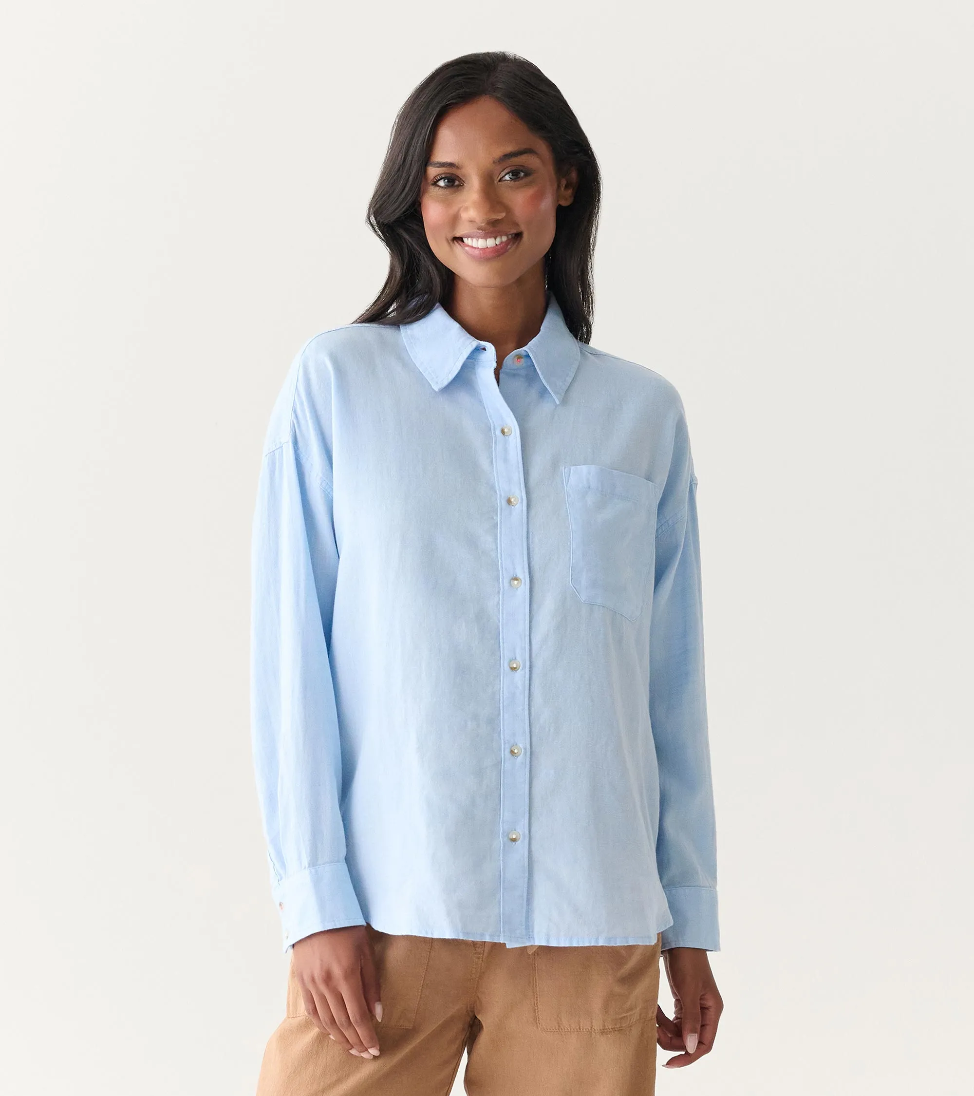 Relaxed Button Down - Light Blue Chambray sold by Hatley