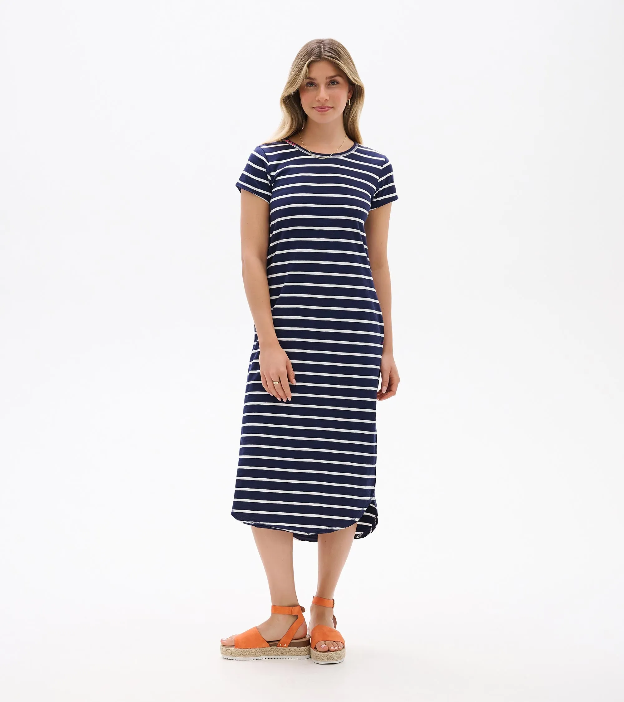 Midi Tee Shirt Dress - Navy and White Stripes sold by Hatley product image thumbnail 3