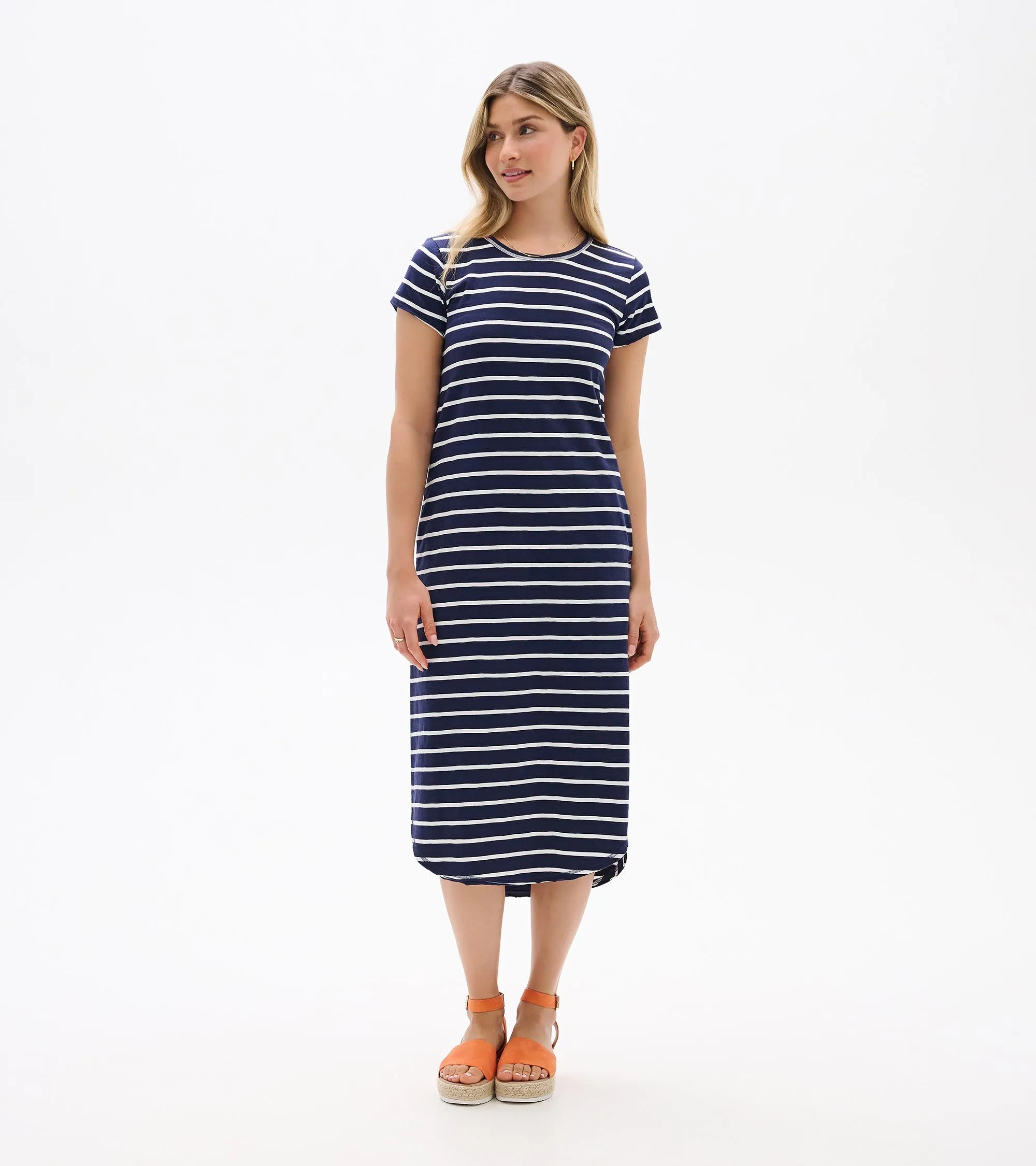 Midi Tee Shirt Dress - Navy and White Stripes sold by Hatley product image thumbnail 4