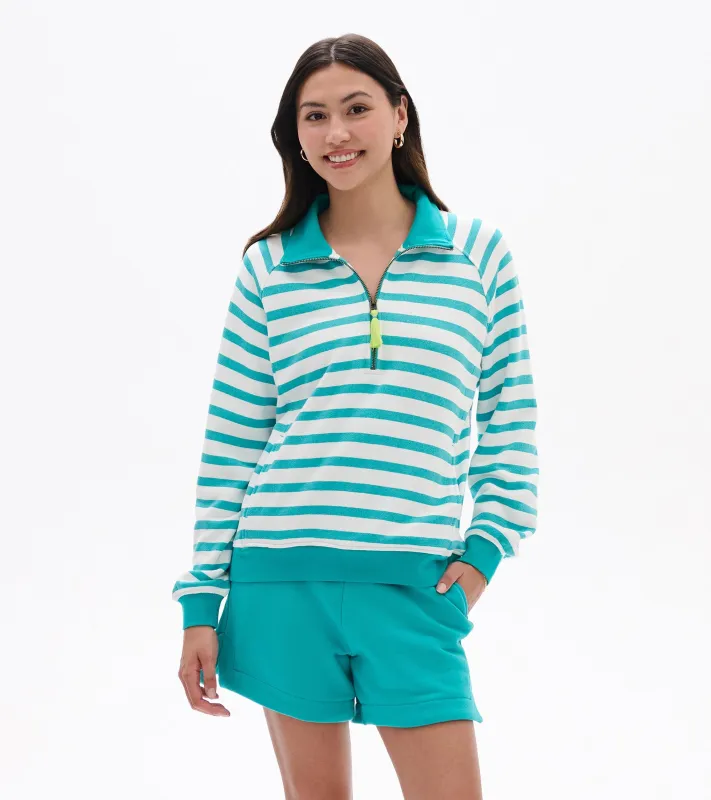 Mock Neck Pullover - Green Ceramic Stripes made by Hatley
