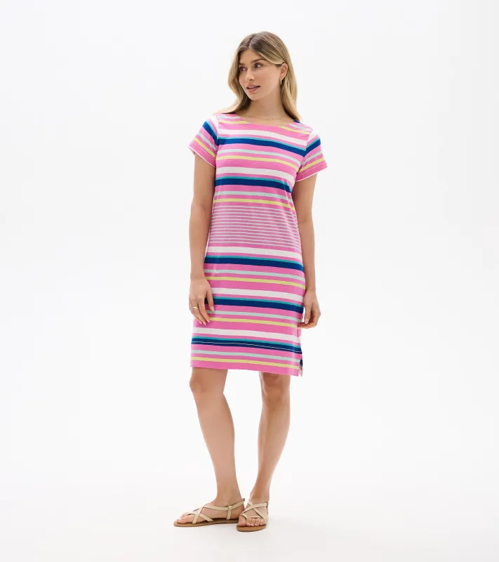 Zip-Back Tee Dress - Cheery Stripes made by Hatley