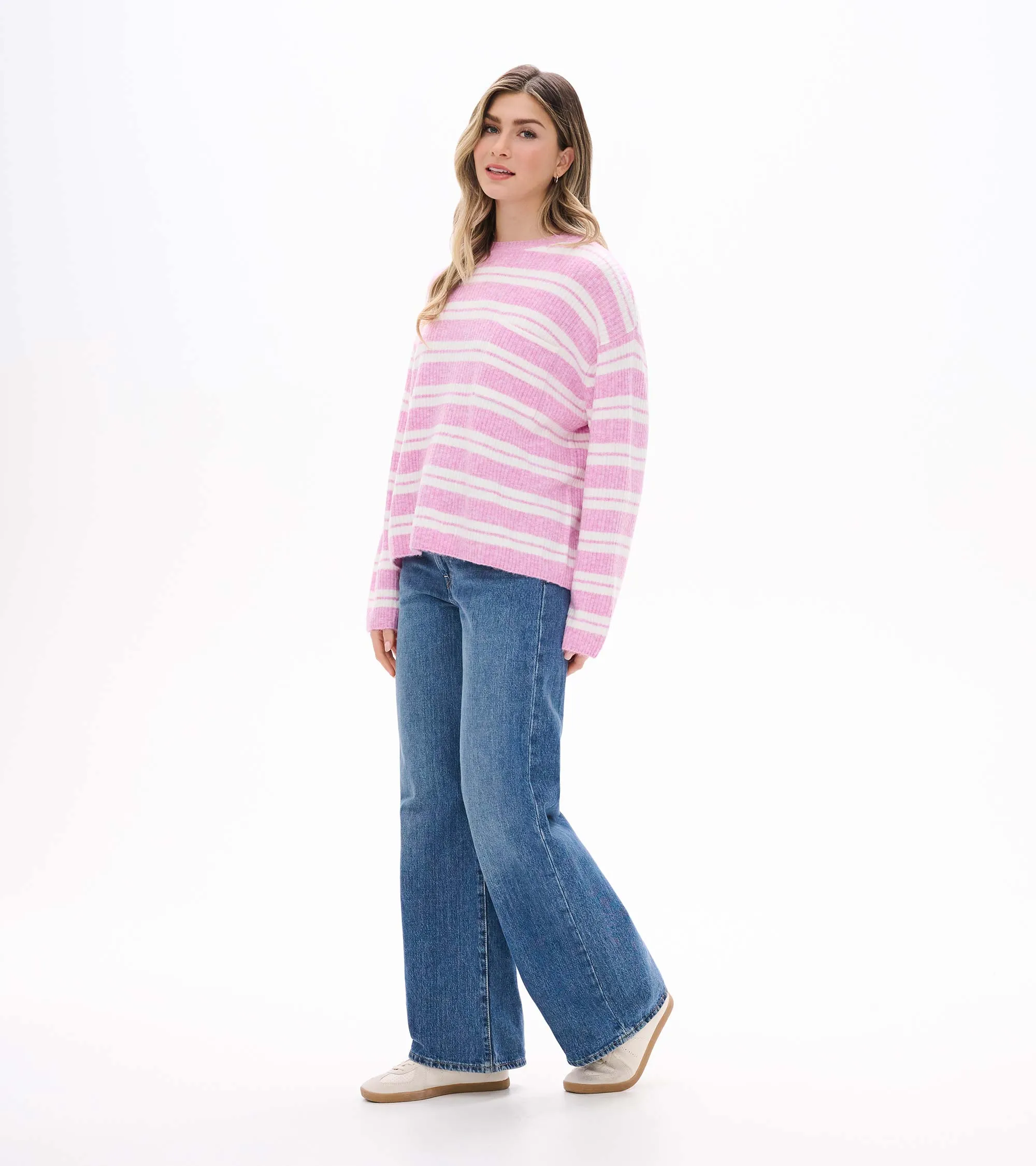 Women's Quinn Sweater - Pink and Cream Stripes sold by Hatley product image thumbnail 4