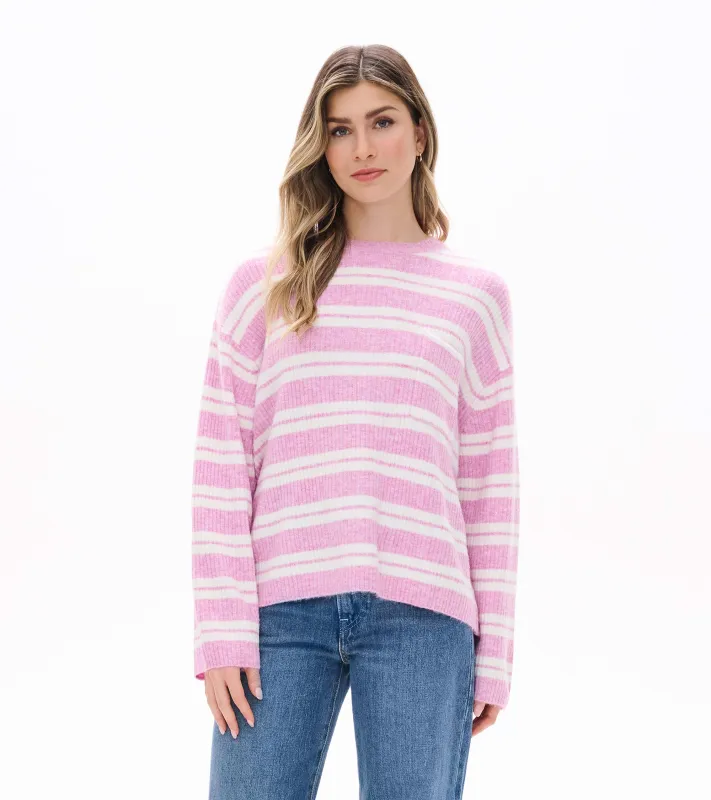 Women's Quinn Sweater - Pink and Cream Stripes made by Hatley