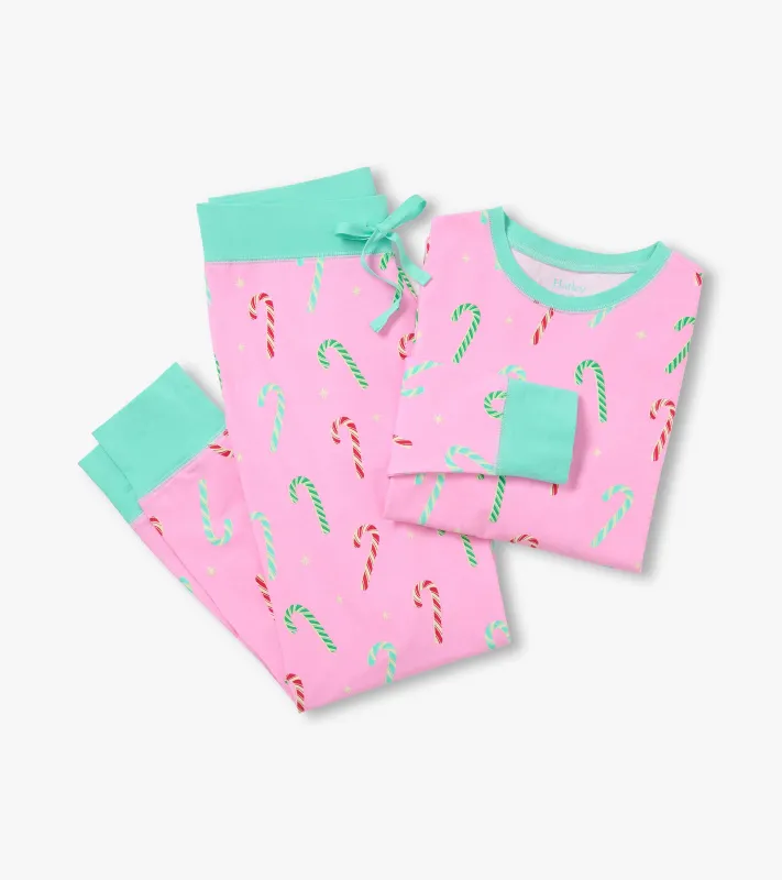 Women's Pink Candy Canes Pajama Set made by Hatley