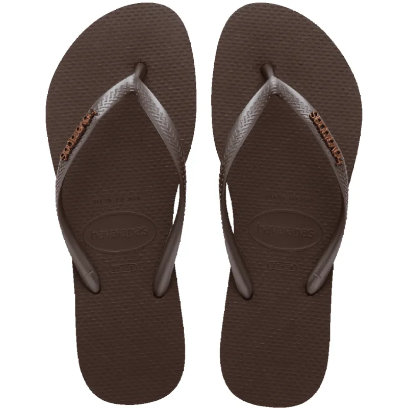 Women's Slim Logo Metallic Flip Flops sold by Havaianas