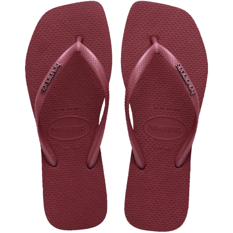 Women's Slim Square Logo Metallic Flip Flops sold by Havaianas
