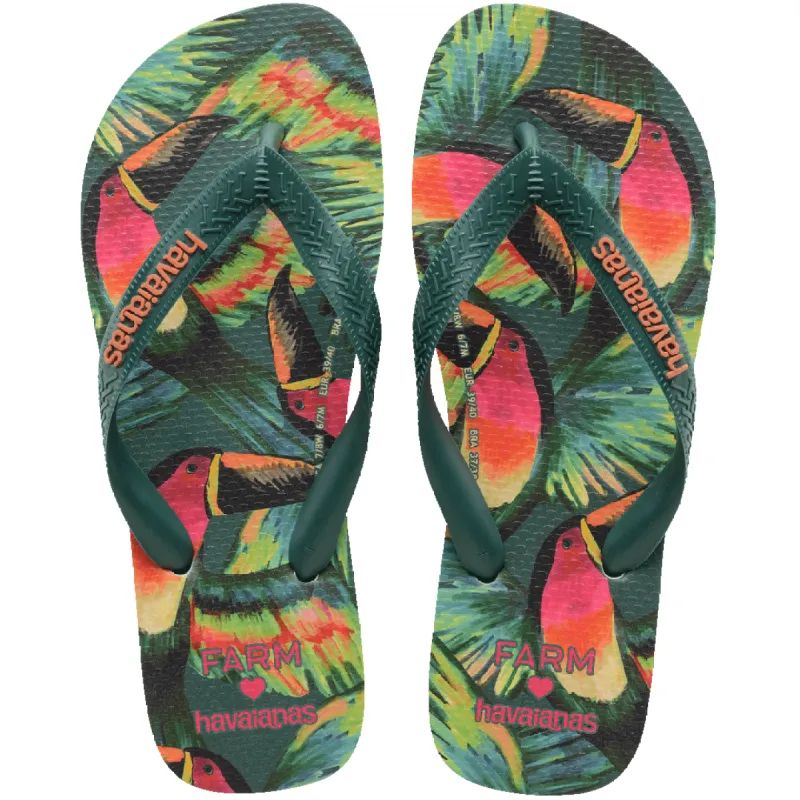 Women's FARM Rio Pink Toucan Top Flip Flops sold by Havaianas