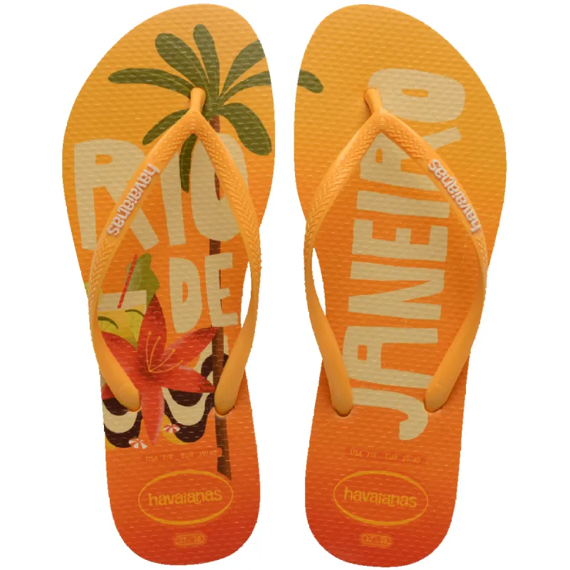 Women's Slim Brazil Postcard Flip Flops sold by Havaianas