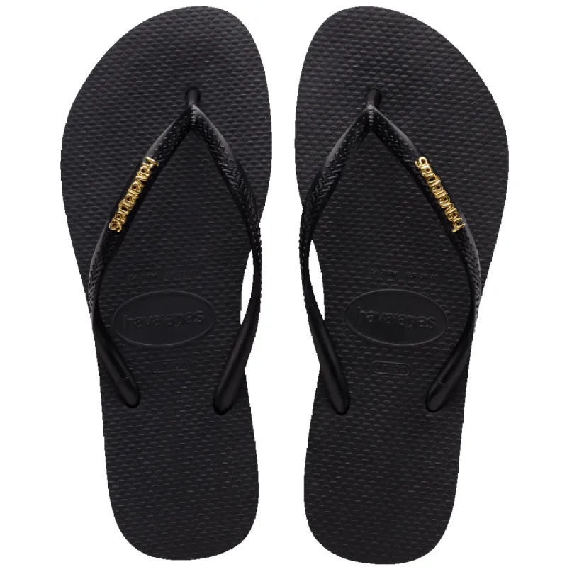 Women's Slim Logo Metallic Flip Flops sold by Havaianas