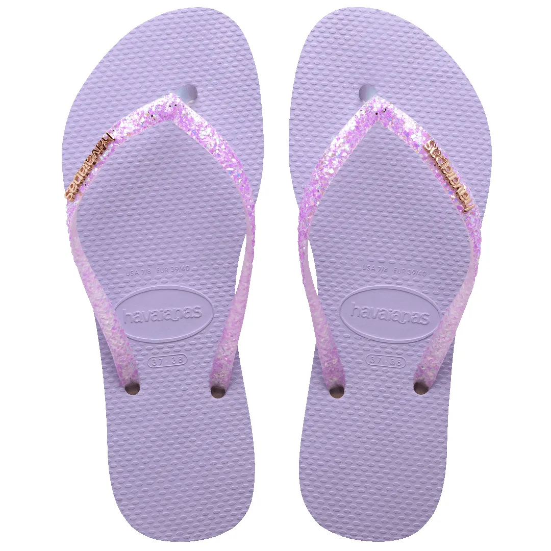 Women's Slim Glitter Flourish Flip Flops sold by Havaianas