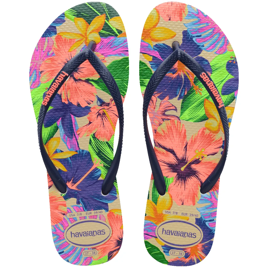 Women's Slim Floral Neon Flip Flops sold by Havaianas