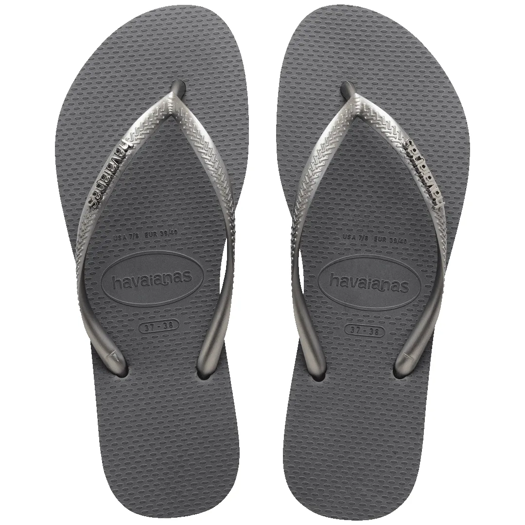 Women's Slim Logo Metallic Flip Flops sold by Havaianas
