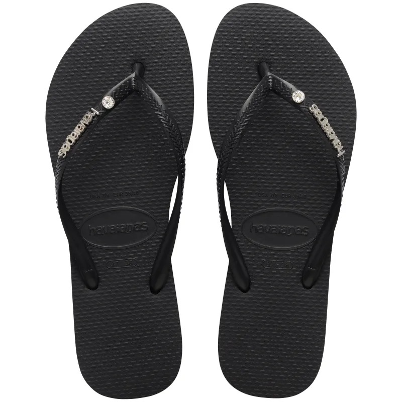 Women's Slim Logo Metal Crystal SW Flip Flops sold by Havaianas