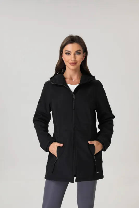 Women's Side Waist Detail Long Softshell Jacket sold by Hawke & Co