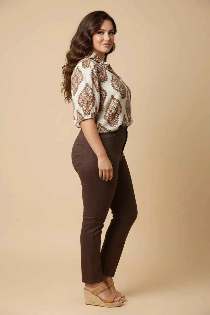 Womens Exaggerated Ruffle Collar Block Print Top sold by Hayden product image thumbnail 5