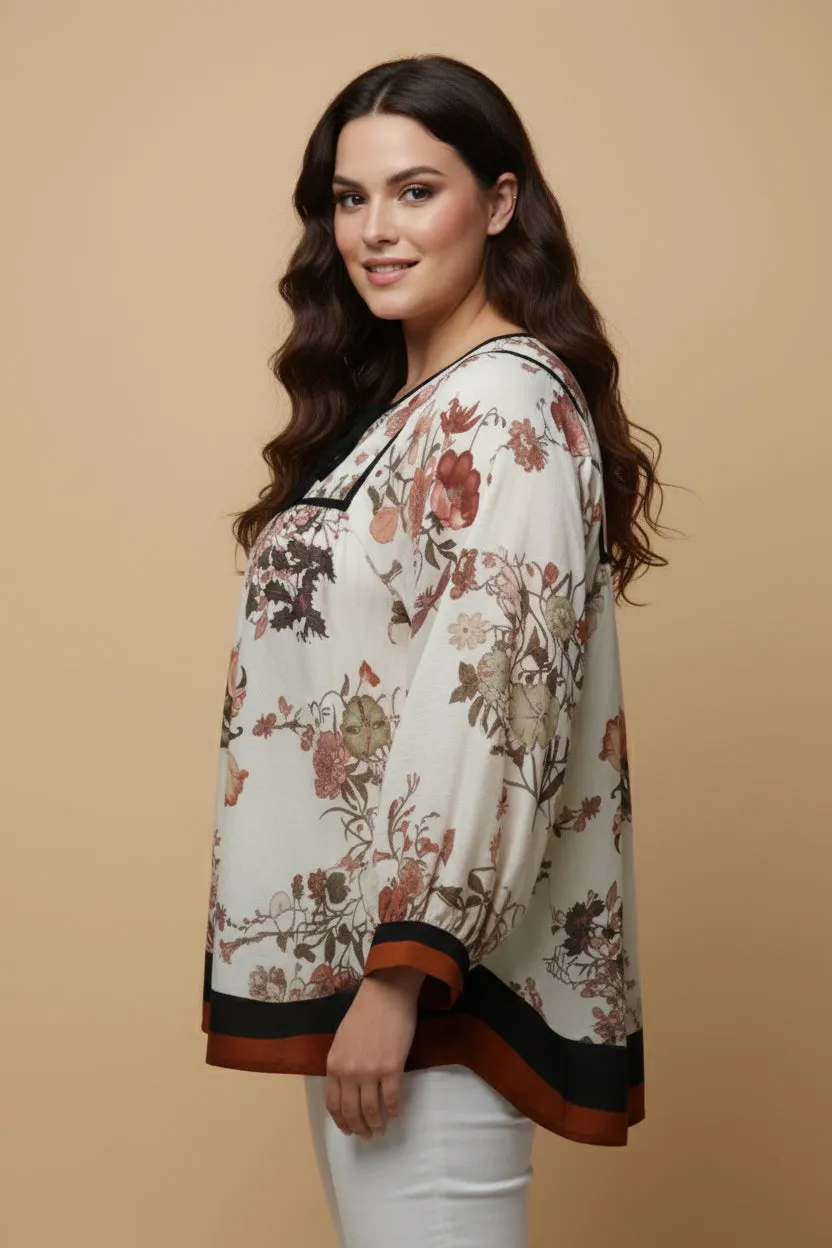 Womens Soft Floral Piping And Border Detail Top sold by Hayden product image thumbnail 5