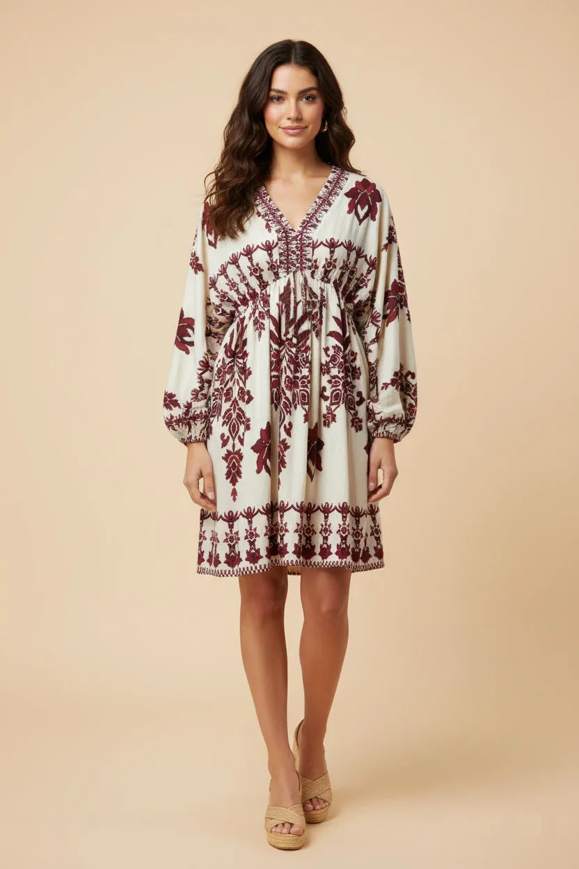 Womens Border Print V Neck Dolman Dress sold by Hayden