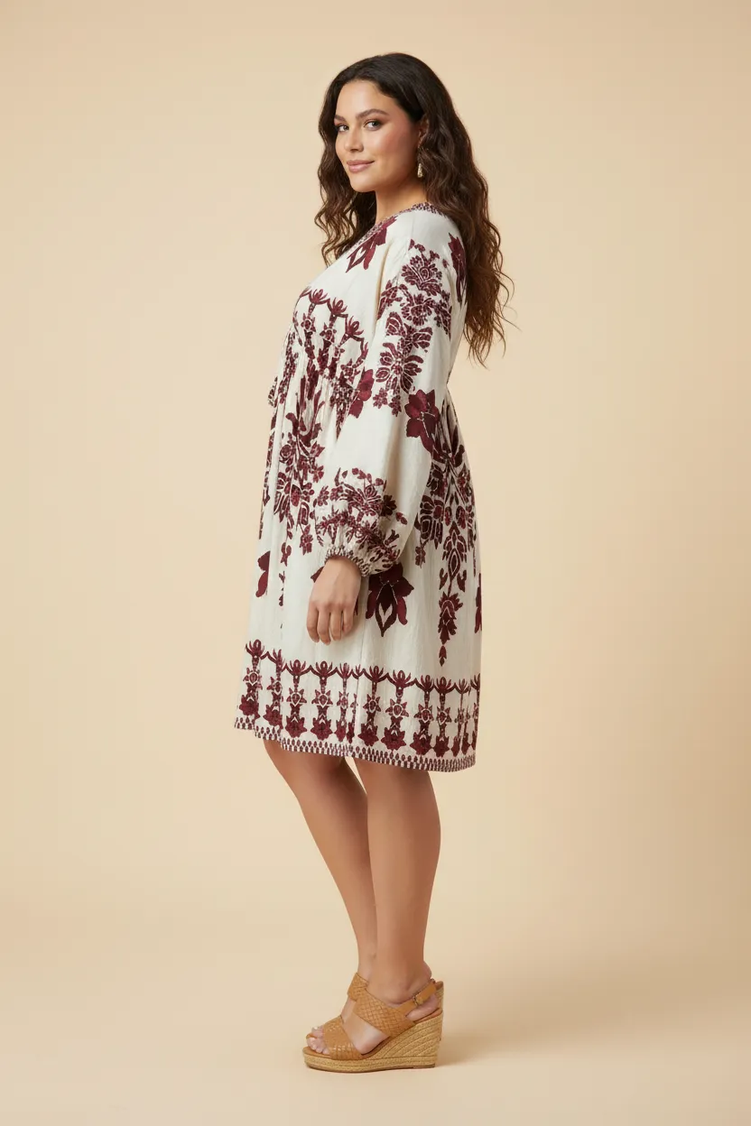 Womens Border Print V Neck Dolman Dress sold by Hayden product image thumbnail 5