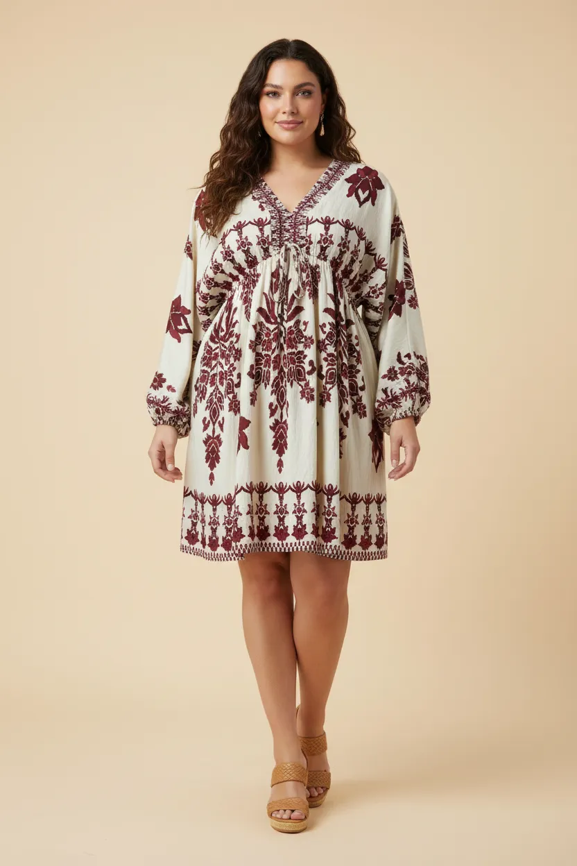 Womens Border Print V Neck Dolman Dress sold by Hayden product image thumbnail 2