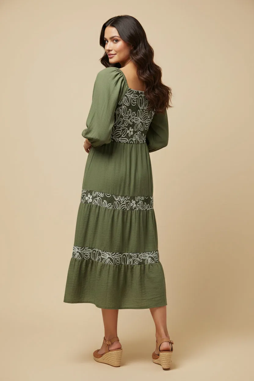 Womens Embroidered Floral Contrast Long Sleeve Dress sold by Hayden product image thumbnail 4