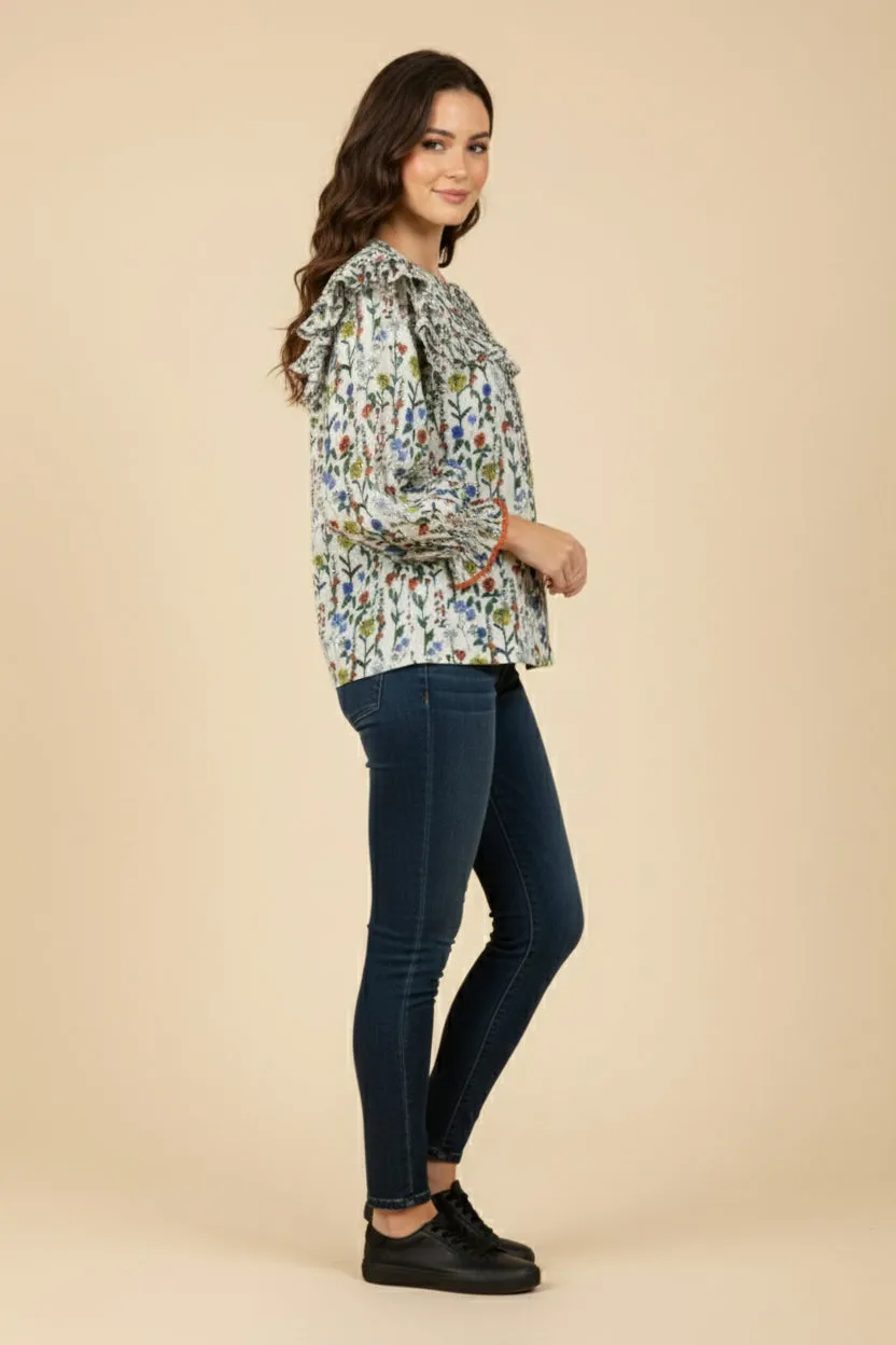 Womens Floral Print Tie Front Contrast Lace Detail Top sold by Hayden product image thumbnail 3