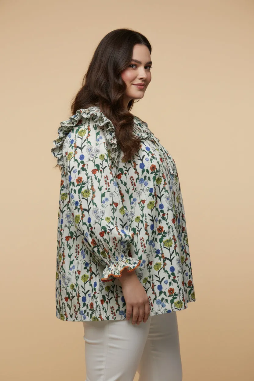 Womens Floral Print Tie Front Contrast Lace Detail Top sold by Hayden product image thumbnail 5