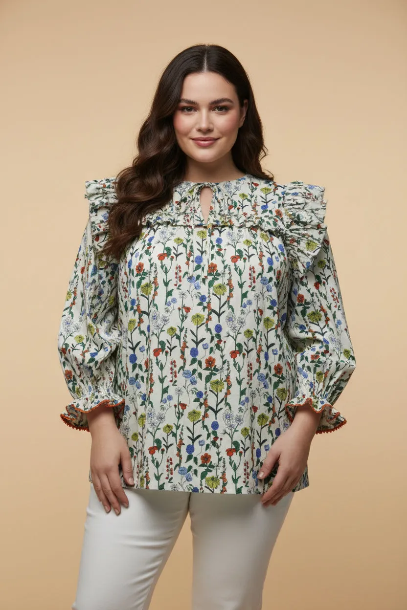 Womens Floral Print Tie Front Contrast Lace Detail Top sold by Hayden product image thumbnail 2
