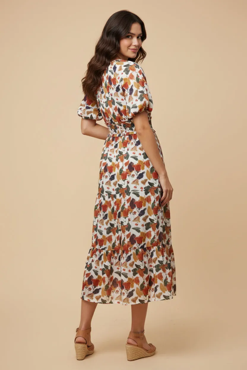 Womens Tulip Floral Print Smocked Waist Dress sold by Hayden product image thumbnail 4