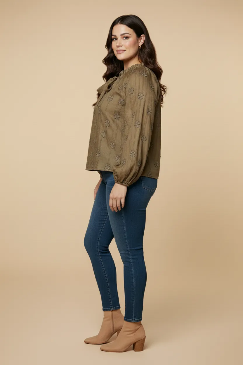 Womens Floral Embroidered Washed Tie Detail Top sold by Hayden product image thumbnail 5