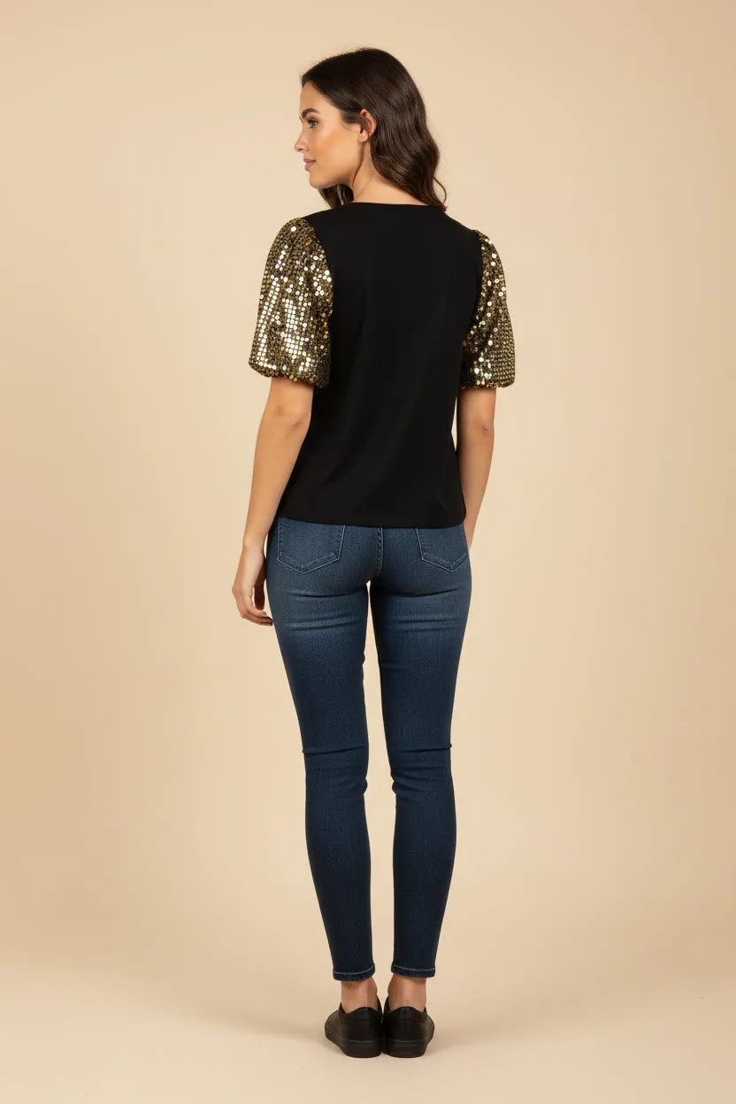 Womens Gameday Contrast Sequin Sleeve Jersey T Shirt sold by Hayden product image thumbnail 4