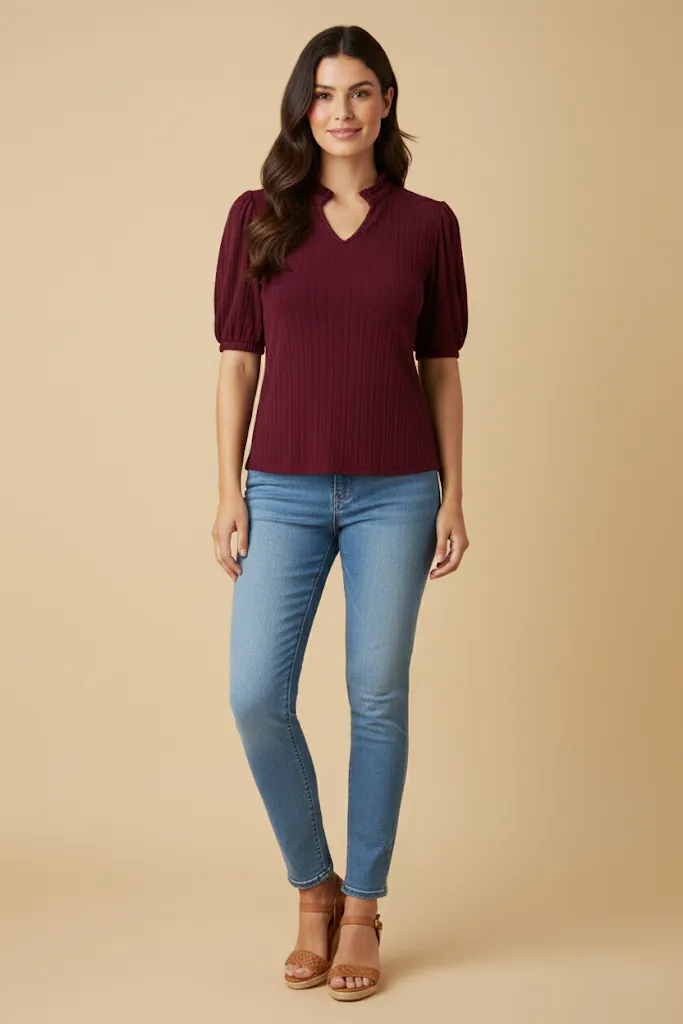 Womens Cable Knit Open Collar Knit Top sold by Hayden