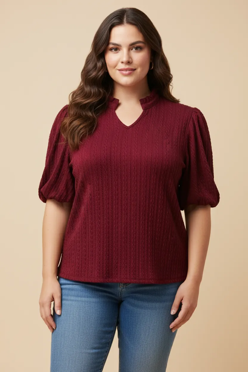 Womens Cable Knit Open Collar Knit Top sold by Hayden product image thumbnail 2