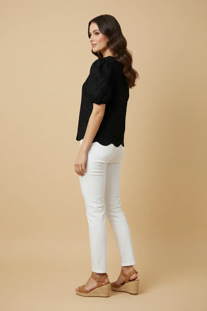 Womens Floral Jacquard Scalloped Top sold by Hayden product image thumbnail 2