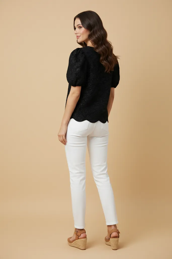 Womens Floral Jacquard Scalloped Top sold by Hayden product image thumbnail 3