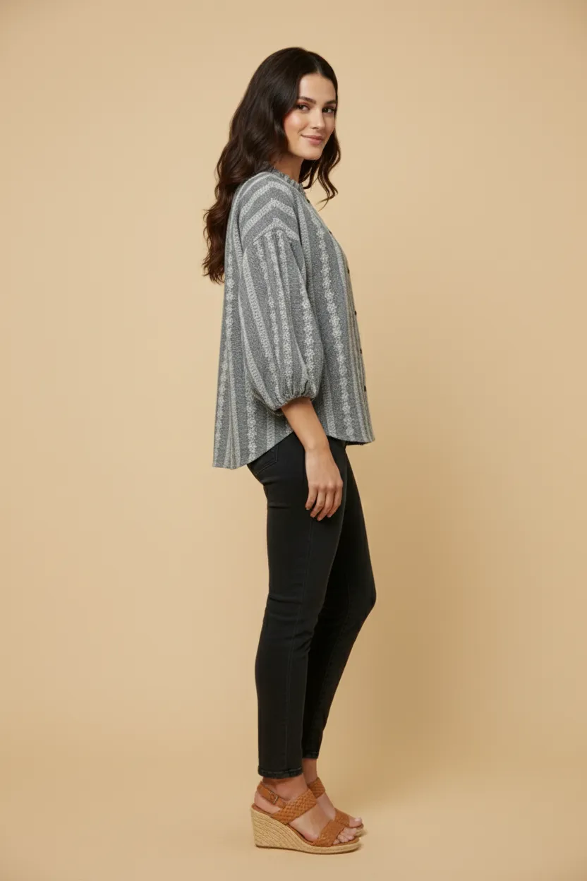 Womens Embroidered Eyelet Ruffled Neck Top sold by Hayden product image thumbnail 2