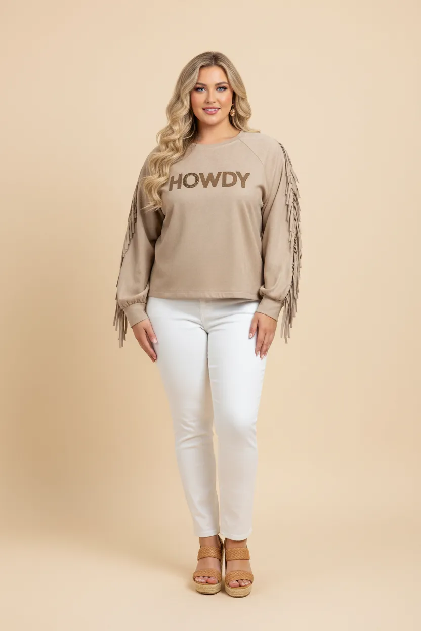 Womens Howdy Patched Fringe Detailed Washed T Shirt sold by Hayden product image thumbnail 2