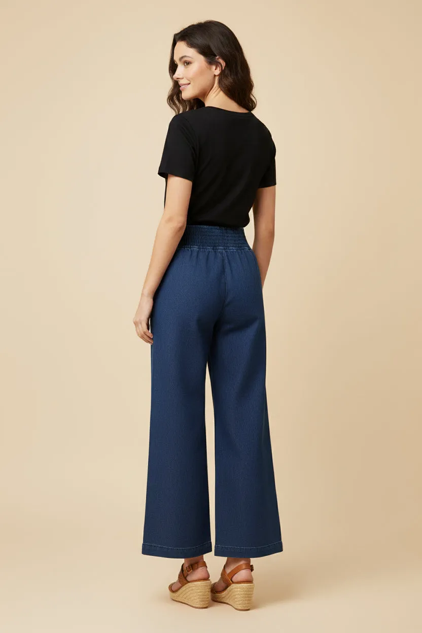 Womens Smocked Waist Straight Leg Denim Pants sold by Hayden product image thumbnail 4