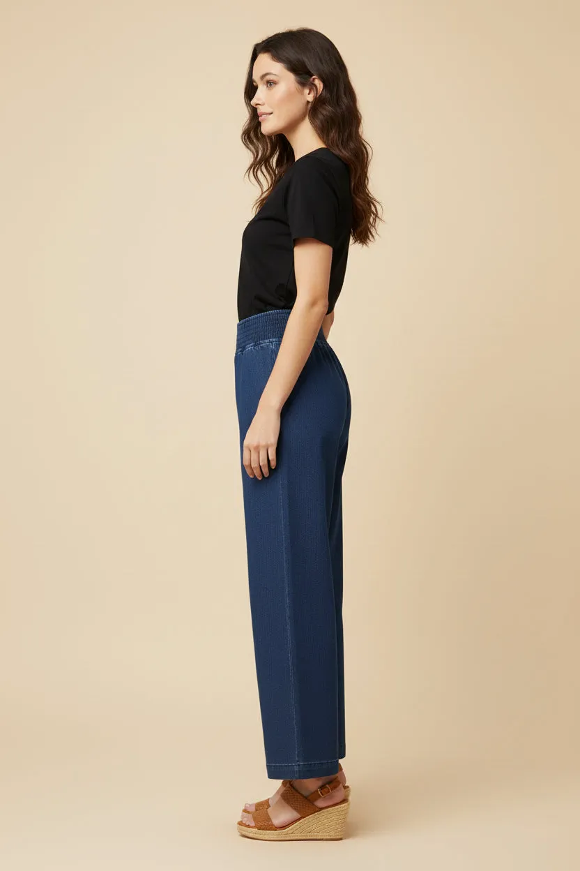 Womens Smocked Waist Straight Leg Denim Pants sold by Hayden product image thumbnail 3