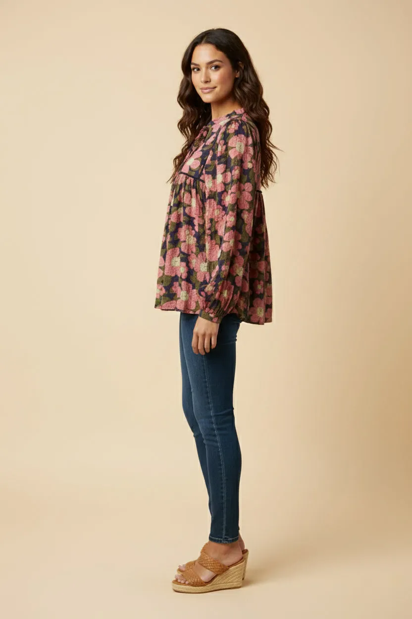 Womens Contrast Piped Tie Neck Floral Top sold by Hayden product image thumbnail 3