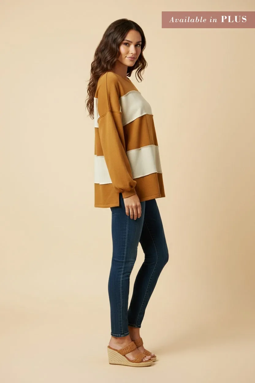 Womens Brushed Raw Edge Color Block Long Sleeve Top sold by Hayden product image thumbnail 5