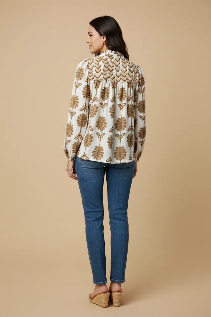 Womens Contrast Yolk Open Collar Long Sleeve Top sold by Hayden product image thumbnail 3