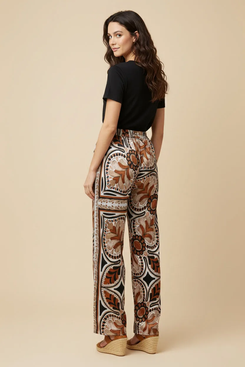 Womens Satin Border Print Wide leg Pants sold by Hayden product image thumbnail 4