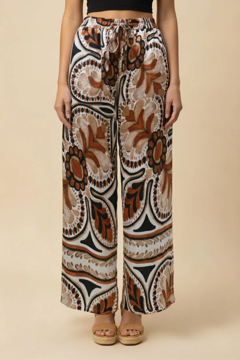 Womens Satin Border Print Wide leg Pants sold by Hayden product image thumbnail 5